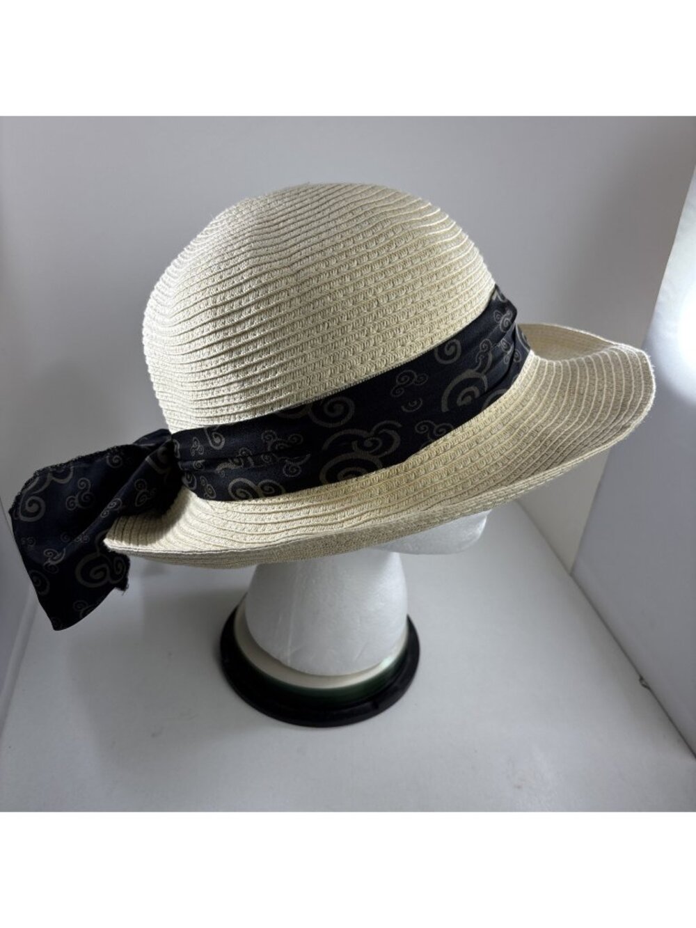 Disney Parks Womens Sun Hat Black Silky Ribbon Mickey Ears Crushable Packable